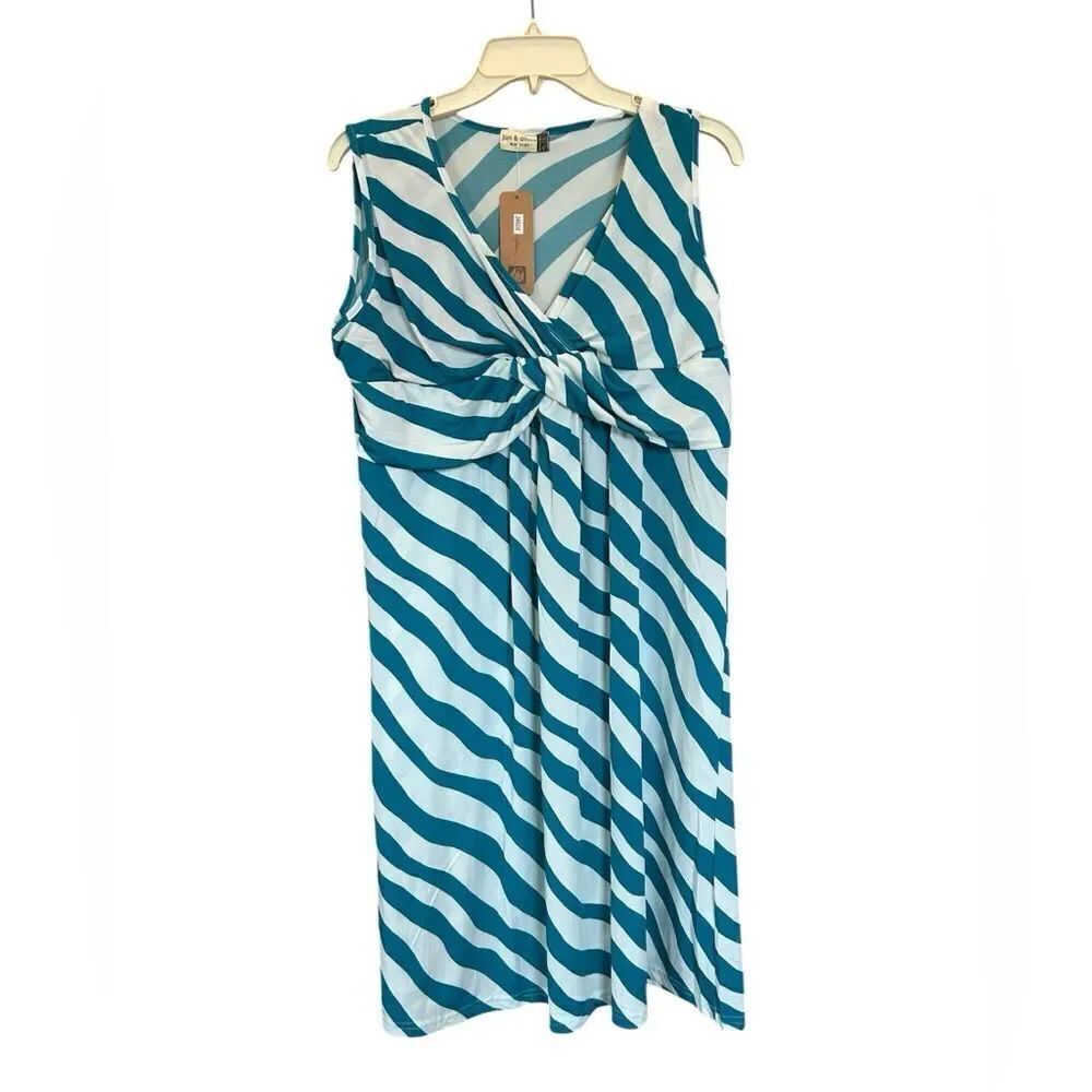 NWT Jon & Anna Blue White Stripe Twist Empire Waist Babydoll Pullover Mini Dress